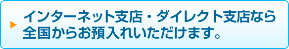 インターネット支店なら全国からお預入れいただけます。