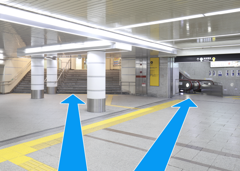 地下鉄御堂筋線「なんば駅」南南改札（出口専用）からのルート1